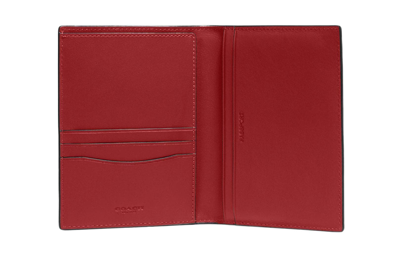 COACH Smooth Calfskin Passport Holder Mini Red