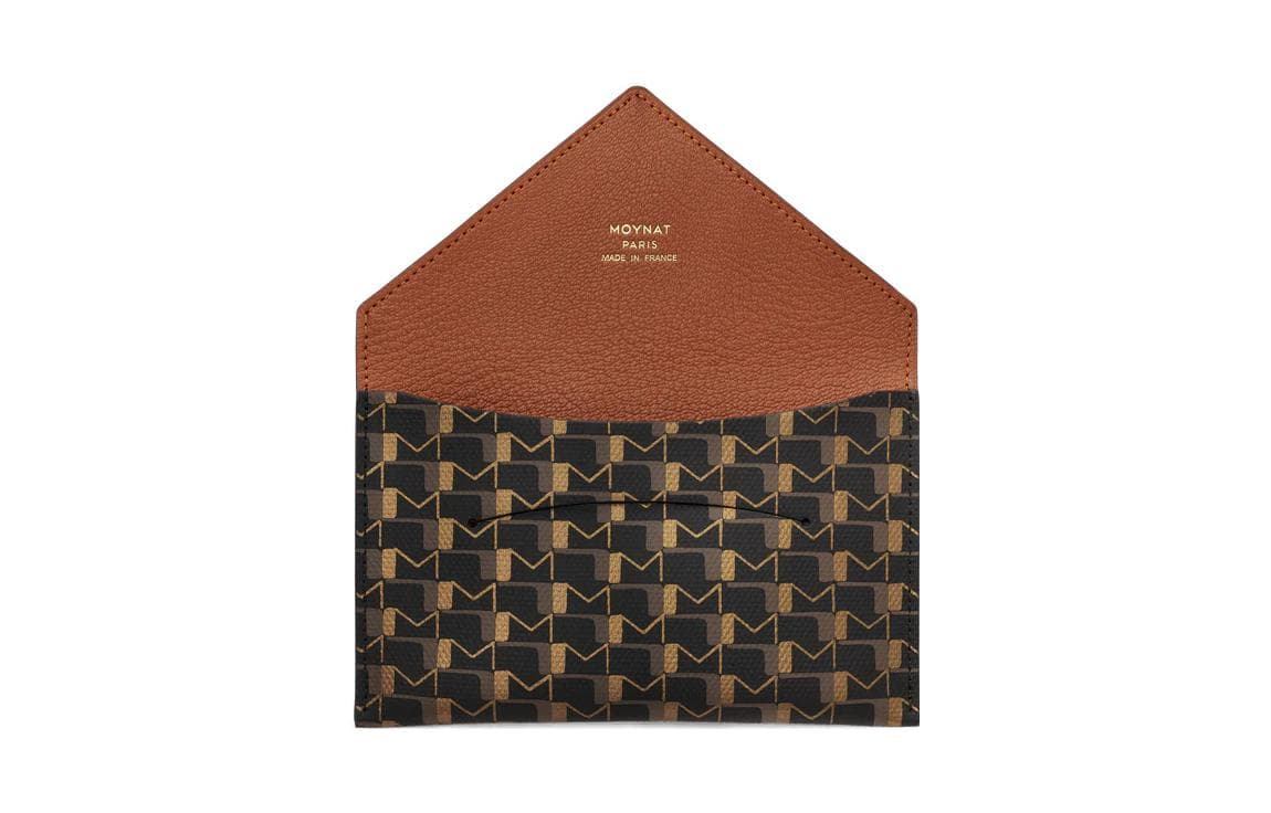 Moynat Canvas 1920 Canvas Envelope Bag Passport Holder Black/Brown