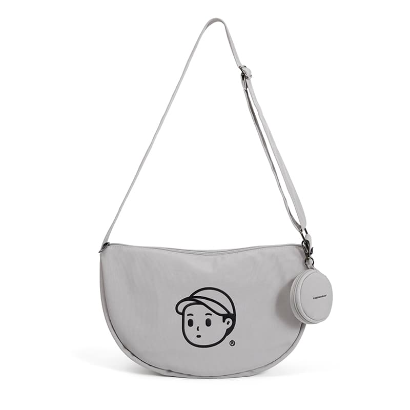 Finerworld Nylon Fabric Dumpling Bag, Shoulder Bag, Crossbody Bag Medium Multicolor Gray Tile Gray