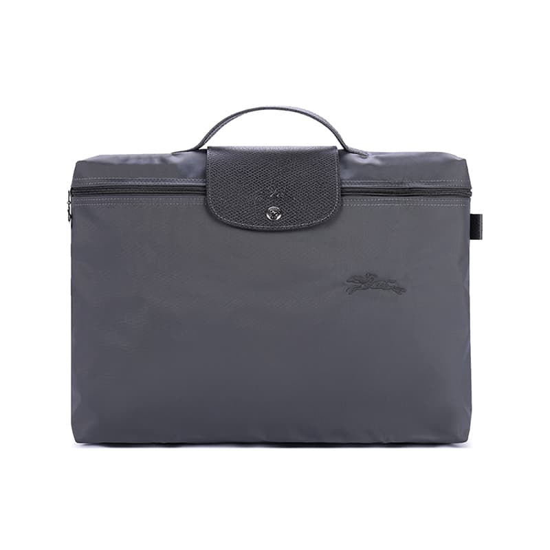 LONGCHAMP Le Pliage Green Recycled Canvas With Trim Canvas Bag, Handbag, Briefcase Small Graphite Gray Graphite Gray