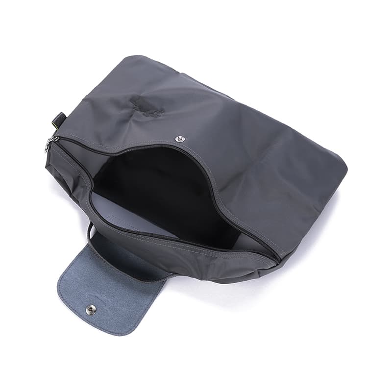 LONGCHAMP Le Pliage Green Recycled Canvas With Trim Canvas Bag, Handbag, Briefcase Small Graphite Gray