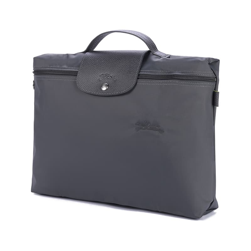 LONGCHAMP Le Pliage Green Recycled Canvas With Trim Canvas Bag, Handbag, Briefcase Small Graphite Gray