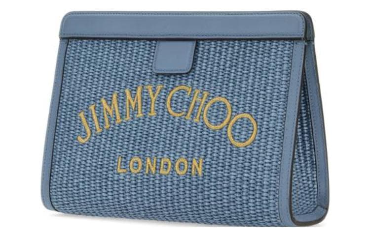 Jimmy Choo Embroidery Cow Clutch Makeup Bag Blue