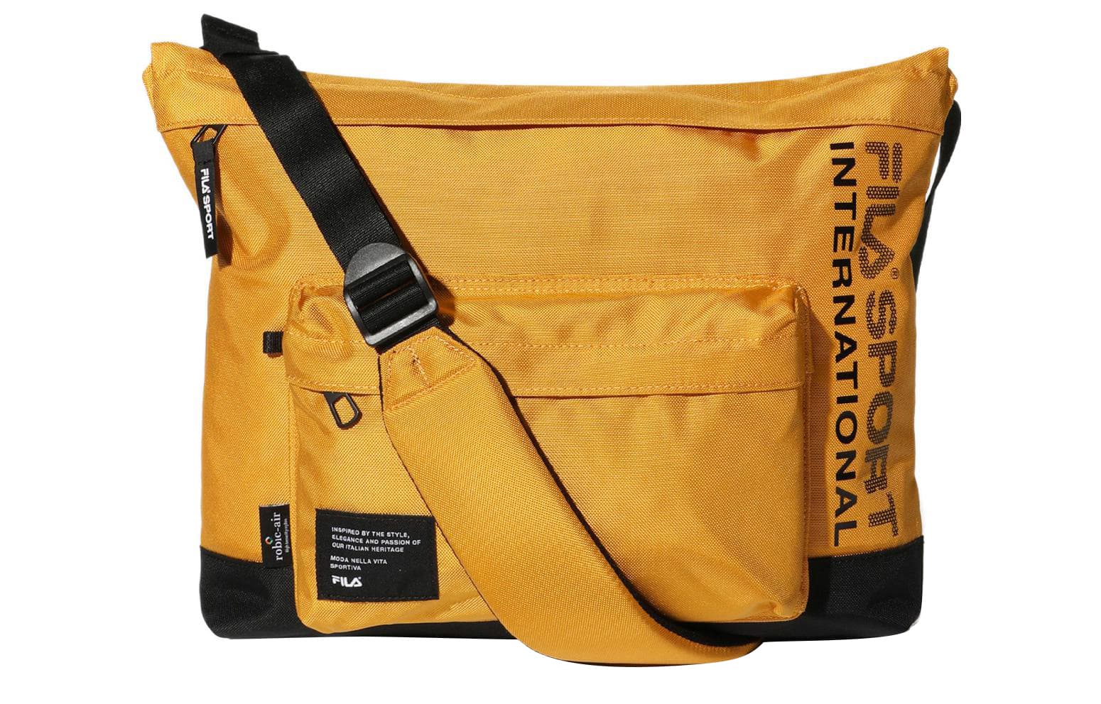 FILA Letter Print Nylon Crossbody Bag, Shoulder Bag Regular Yellow Yellow
