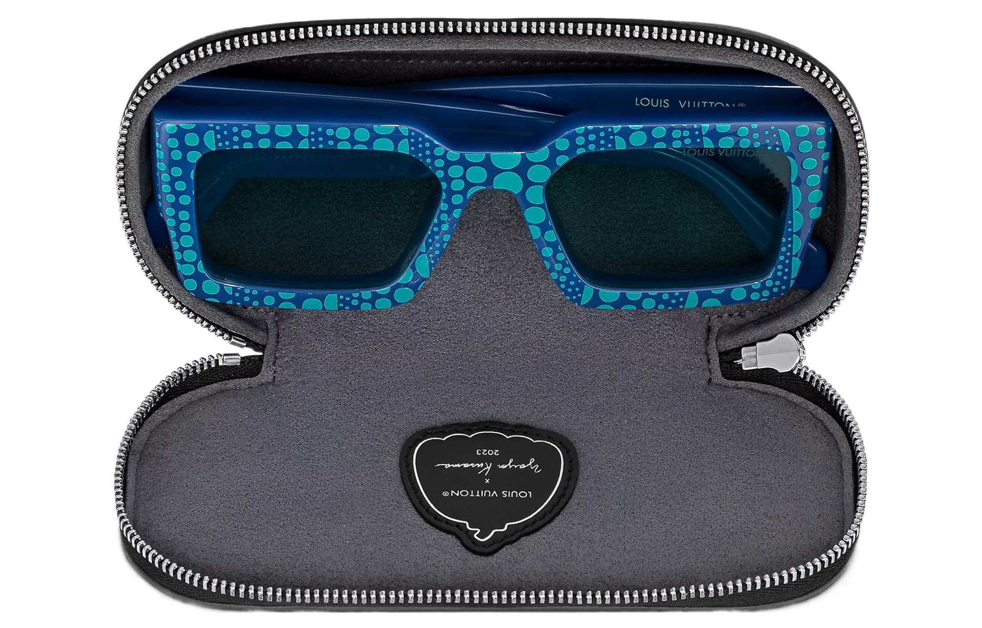 LOUIS VUITTON Yayoi Kusama Collaboration Coated Canvas Sunglass Case Gray
