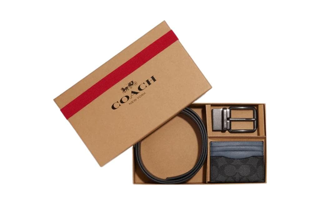 COACH Card Case Coated Canvas With Calfskin Card Holder Mini Black Basic Set (Bag+Dust Bag)