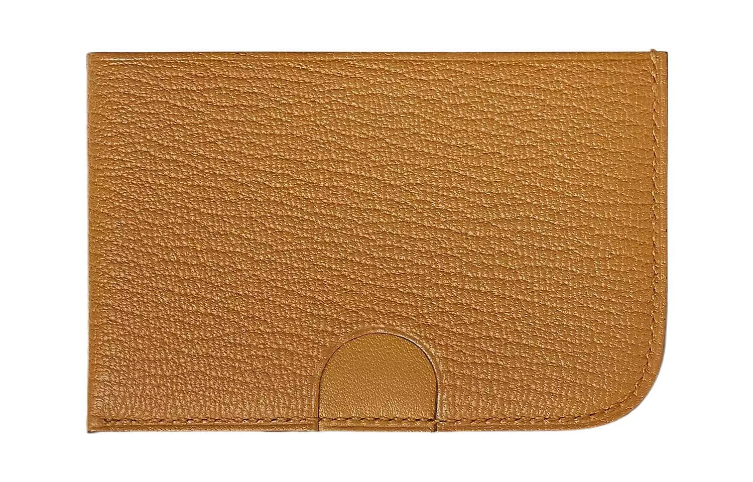 HERMES Poisson Mysore Goat Skin Card Holder Caramel/Green