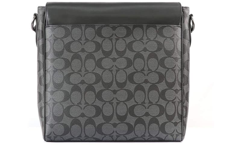 COACH Houston Coated Canvas With Cow Messenger Bag, Crossbody Bag, Shoulder Bag Medium Black