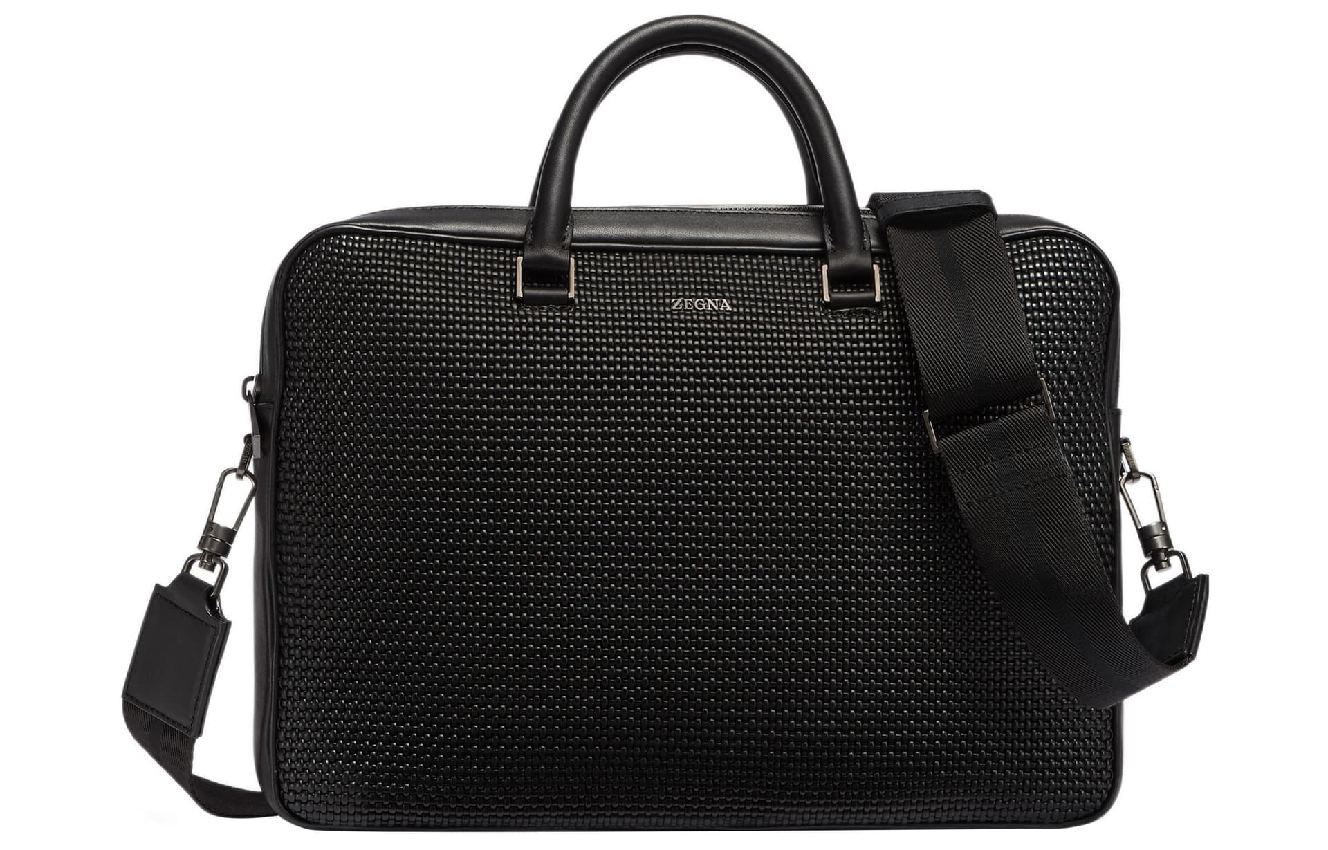 Zegna Waffle Texture Logo Lettering Briefcase Basic Set (Bag+Dust Bag)