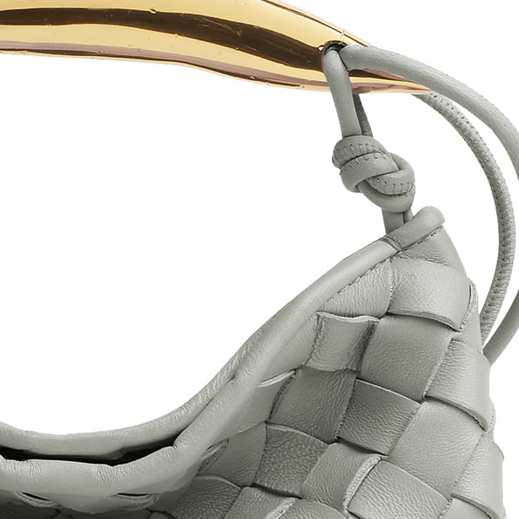 Bottega Veneta Sardine Sheepskin Portable Crossbody Bag, Shoulder Bag Mini Agate Gray