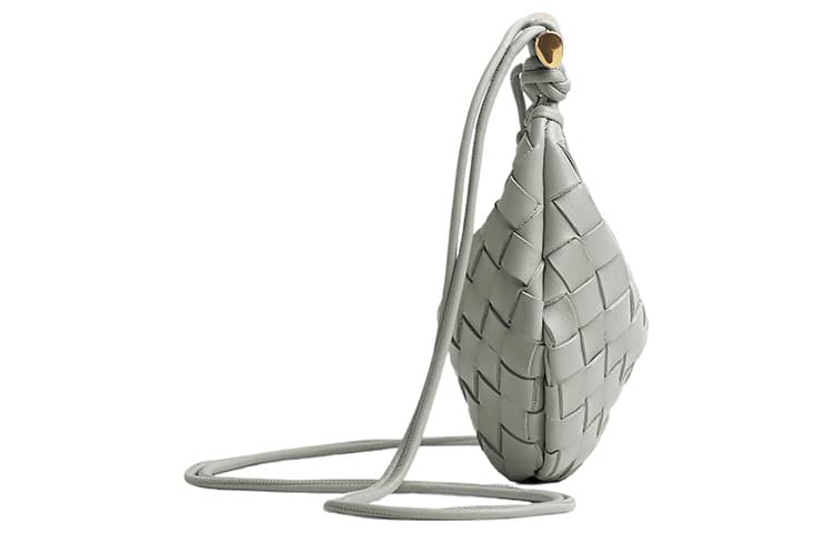 Bottega Veneta Sardine Sheepskin Portable Crossbody Bag, Shoulder Bag Mini Agate Gray