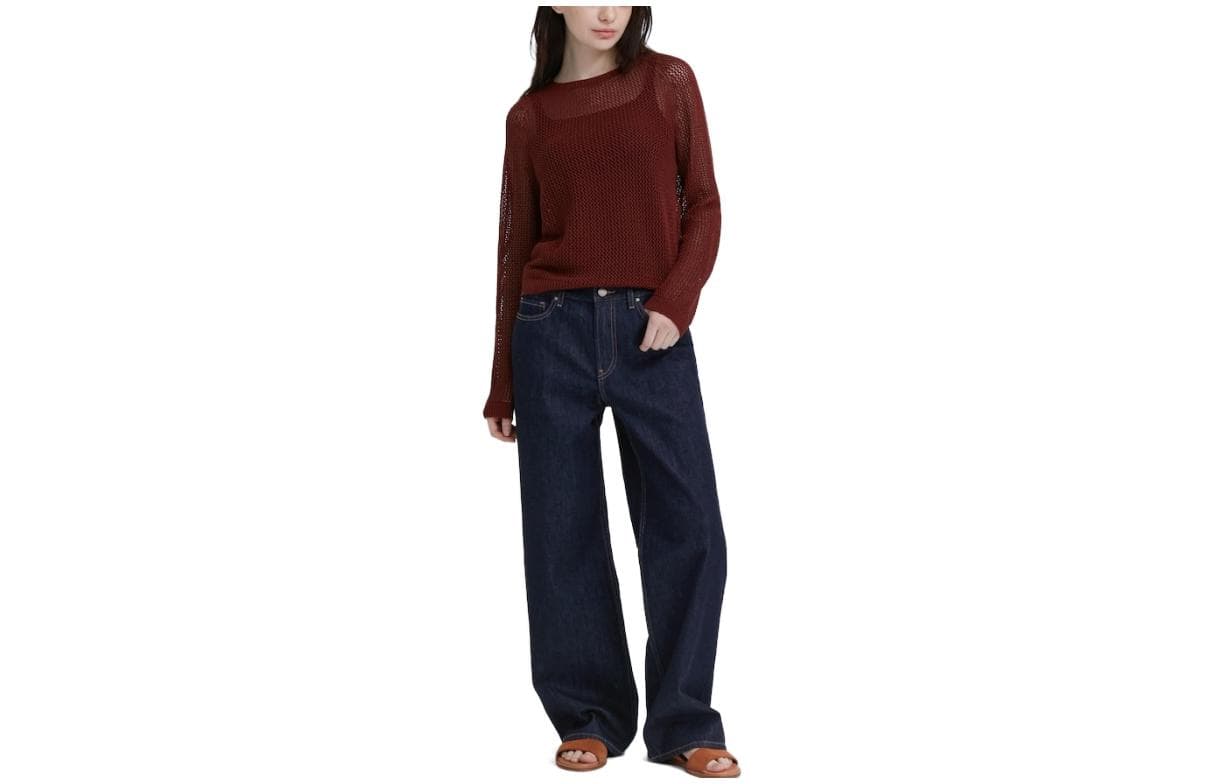 UNIQLO Jeans Navy Blue Moderate Wide Leg