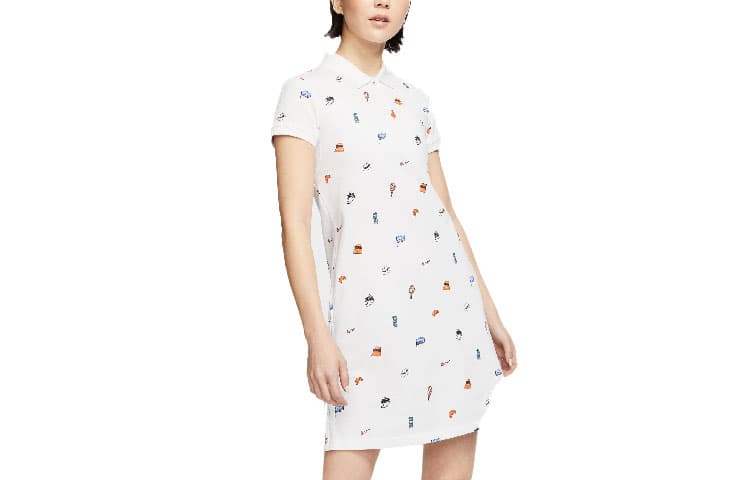 Nike Dri Fit Short Sleeved White/Gemstone Orange Lapel Moderate Short
