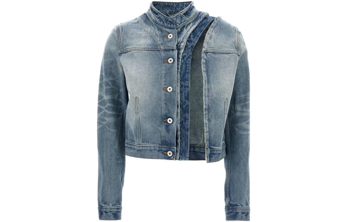 Y/Project Denim Jackets Light Blue Stand Collar Moderate Straight Fit