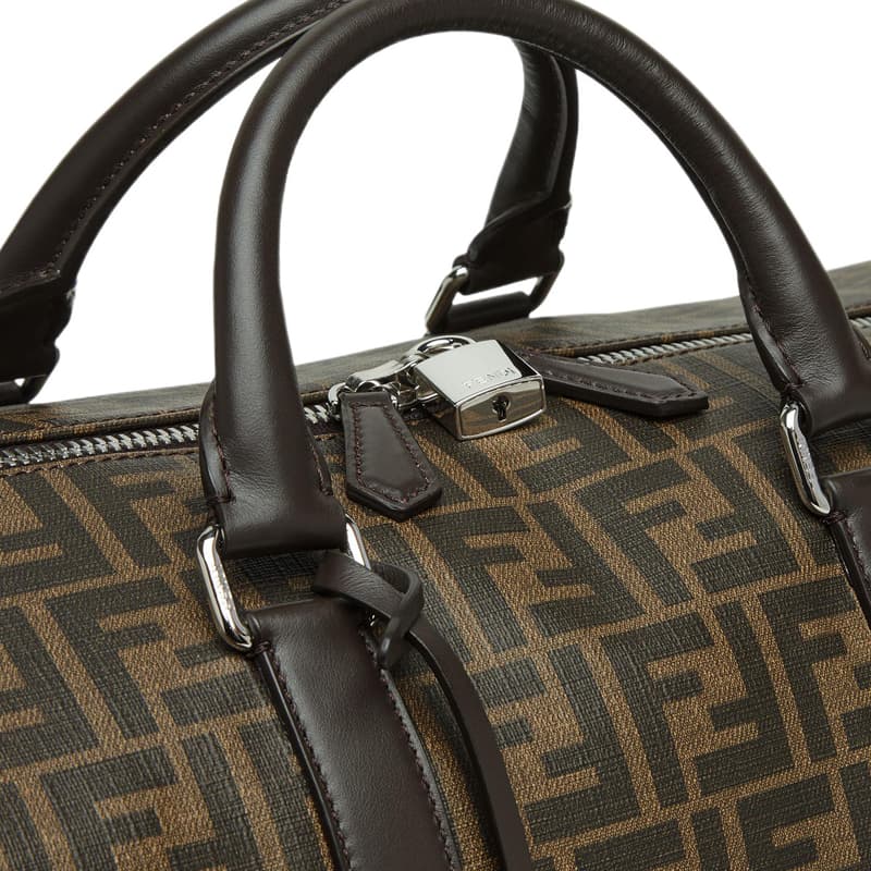 FENDI Calfskin With Polyurethane One Shoulder Crossbody Handheld Travel Bag Large Brown
