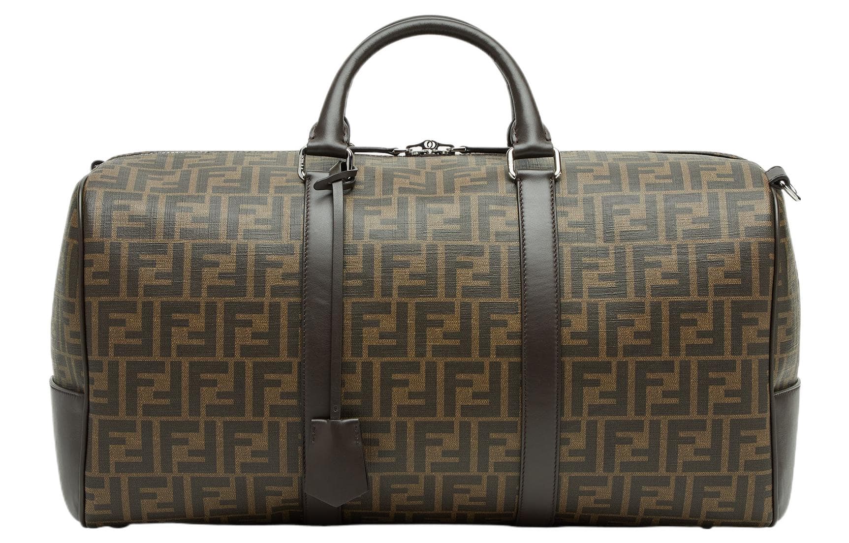 FENDI Calfskin With Polyurethane One Shoulder Crossbody Handheld Travel Bag Large Brown Gift Set(Basic Set+Box+Shopping Bag)