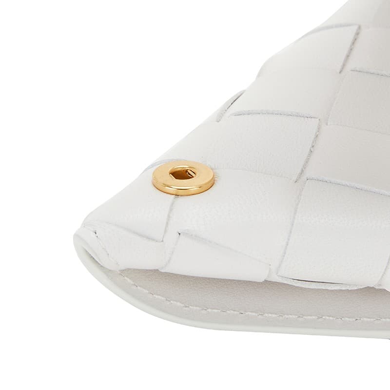 Bottega Veneta Solid Color Sheepskin Key Pouch White