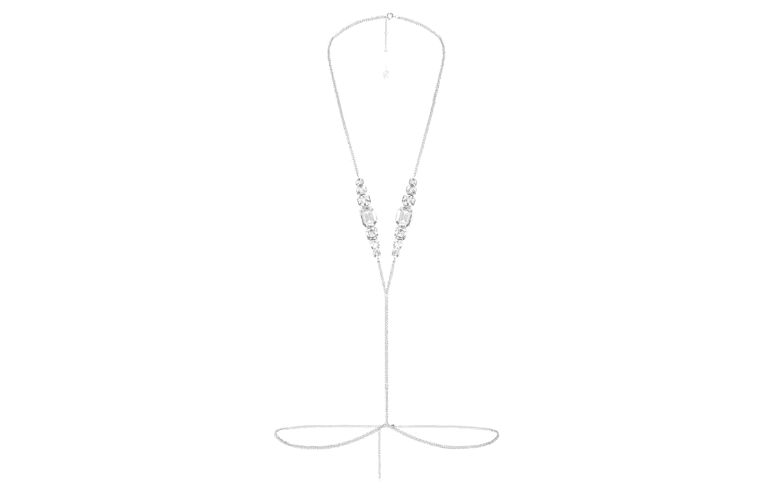 Skims X Swarovski V Body Chain Silver