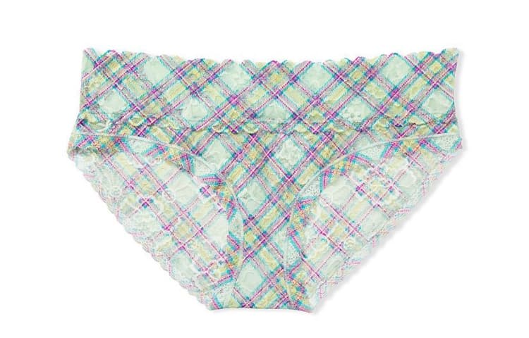 Victoria's Secret Underpants 1 Pack Blue Multicolor Plaid 1 Pack (Blue Multicolor Plaid)