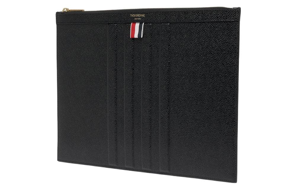 THOM BROWNE· Pebble Texture Calfskin Briefcase Medium Black