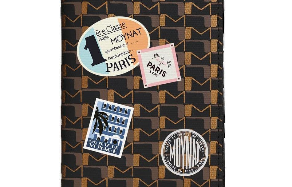 Moynat Canvas Passport Holder Gold & Black