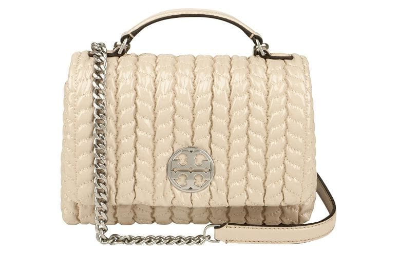 TORY BURCH Tory Burch Patent Portable Crossbody Bag, Shoulder Bag Mini Milk White Basic Set (Bag+Dust Bag)