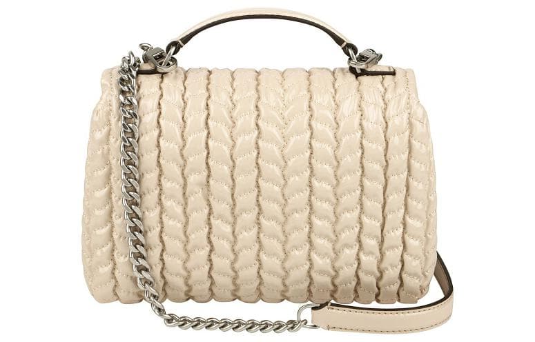 TORY BURCH Tory Burch Patent Portable Crossbody Bag, Shoulder Bag Mini Milk White