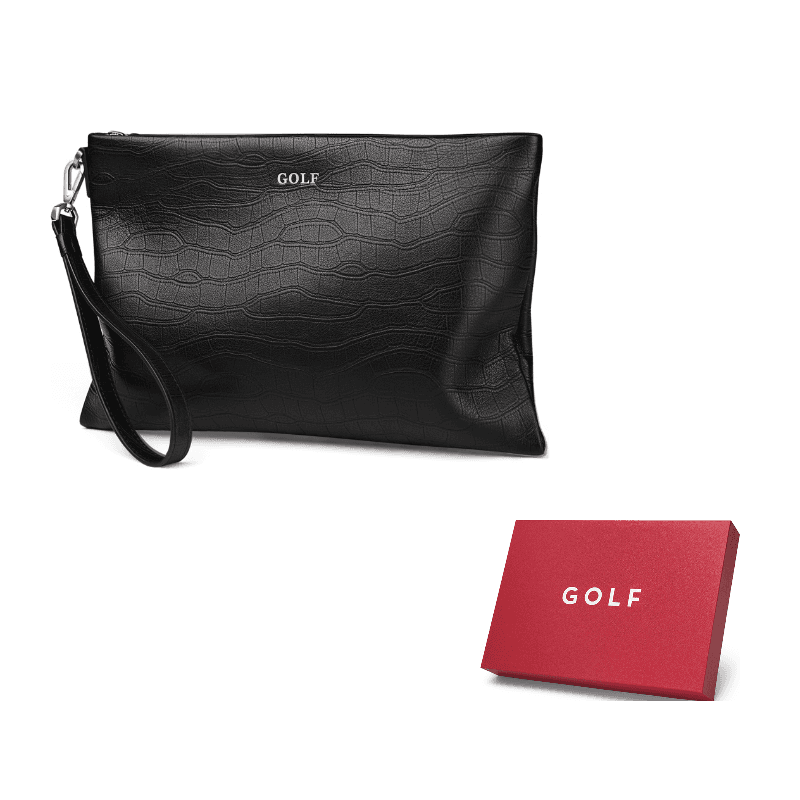 GOLF Grain Cow Clutch Wallet, Card Holder, Cell Phone Pouch Medium Black/Blue Black