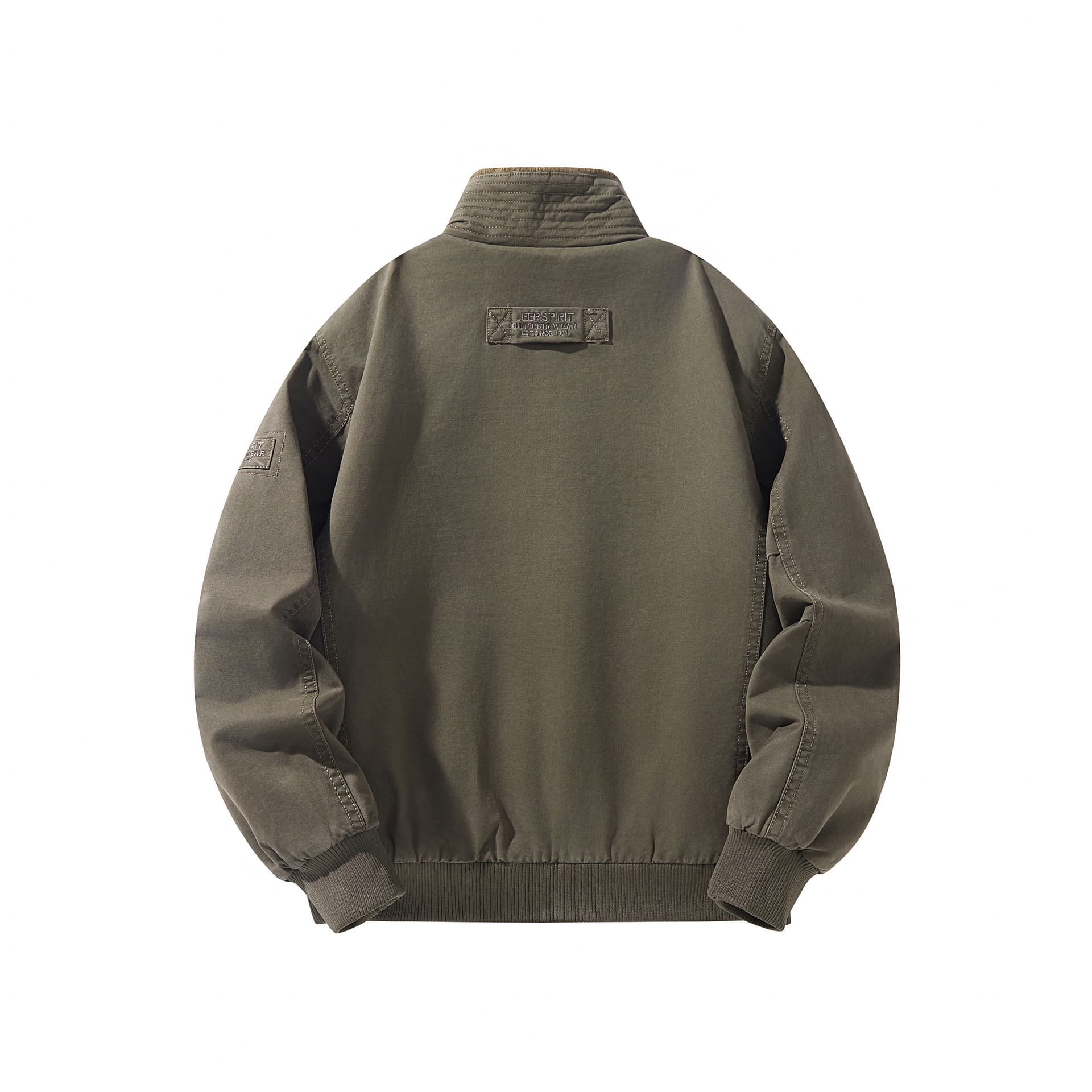 JEEP SPIRIT Outdoor Gorpcore Thickened Fleece Lined Solid Color Lapel Short Thermal Washed Workwear Puffer Jacket