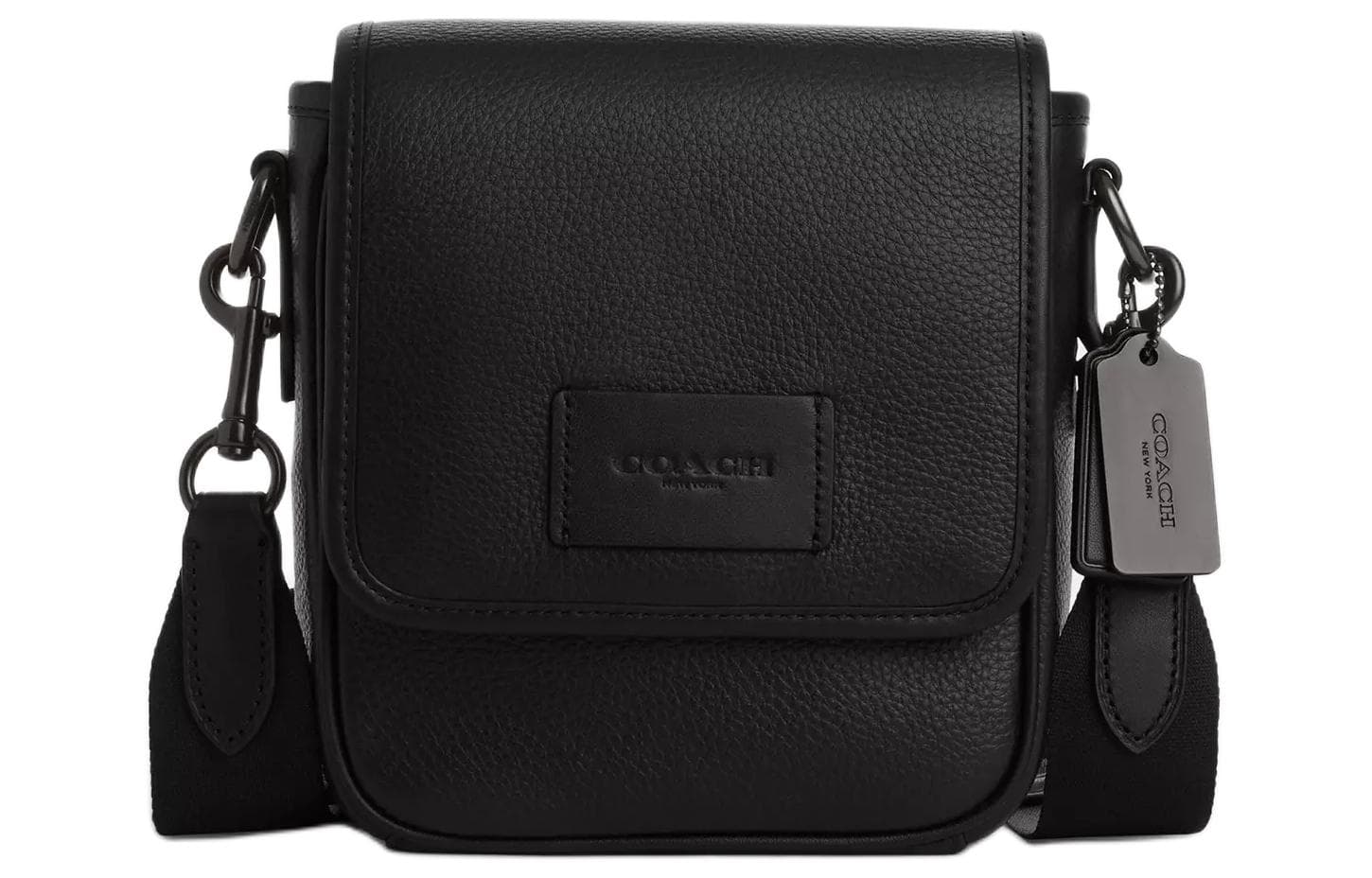 COACH Calfskin Shoulder Bag, Crossbody Bag Small Black Basic Set (Bag+Dust Bag)