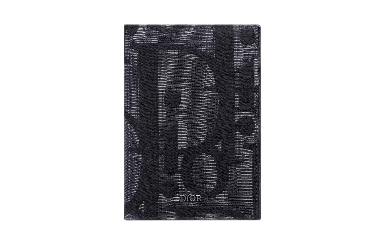 DIOR Oblique Printed Fabric Passport Holder Black Shopping Bag Set(Basic Set+Shopping Bag)