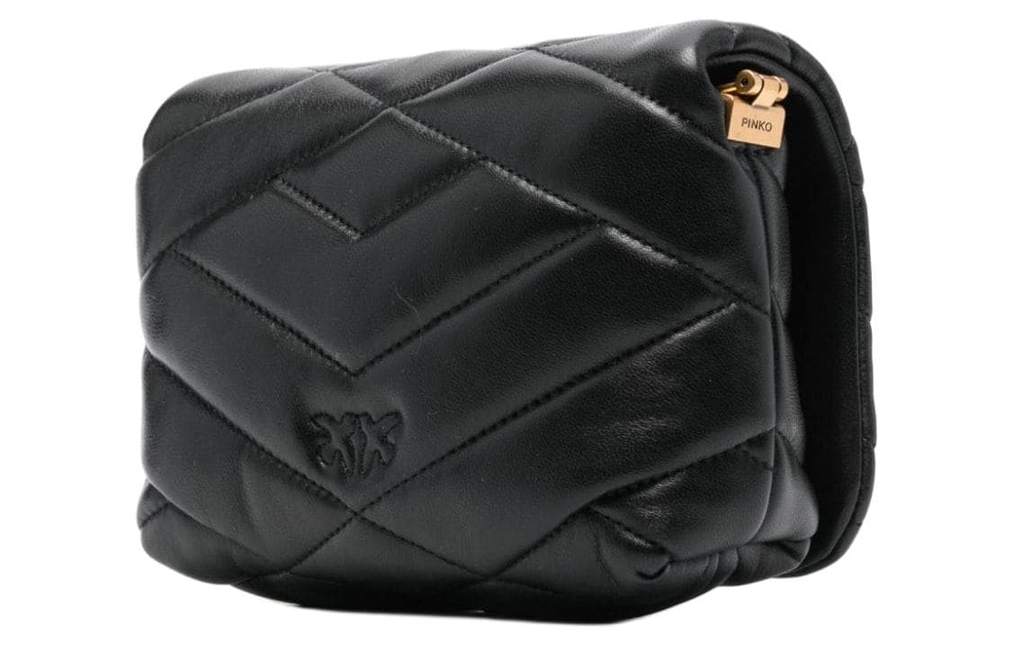PINKO Click Series Sheepskin Shoulder Bag, Crossbody Bag Black