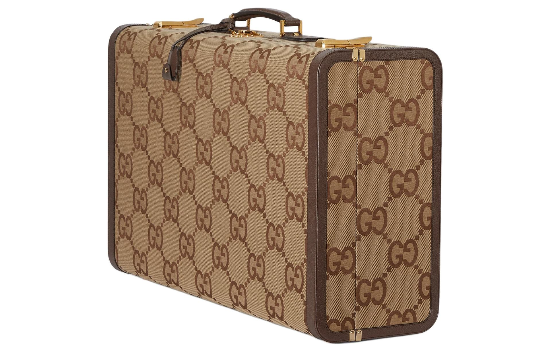 GUCCI Canvas With Handbag Travel Bag Extra Large Camel & Ebony