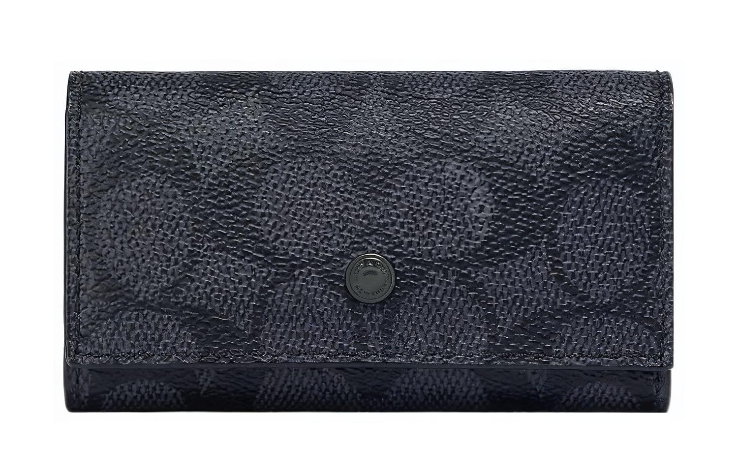 COACH Key Case Coated Canvas With Key Pouch Black Black