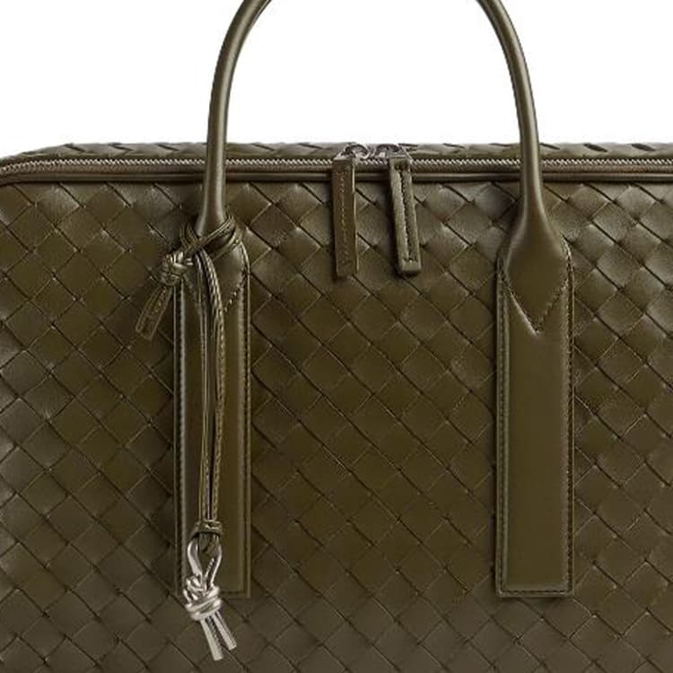 Bottega Veneta Cow One Shoulder Crossbody Briefcase Large Mustard Green