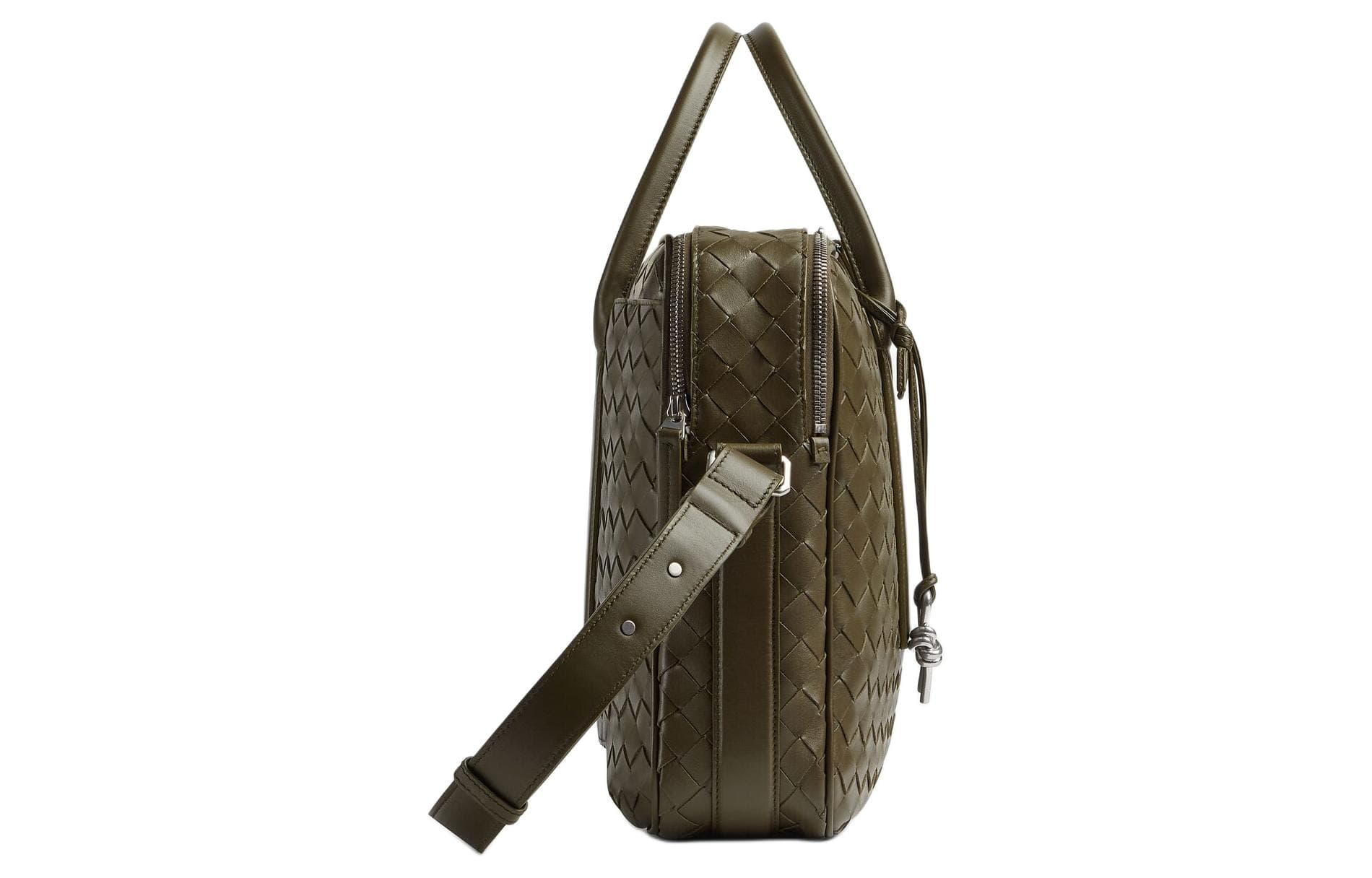 Bottega Veneta Cow One Shoulder Crossbody Briefcase Large Mustard Green