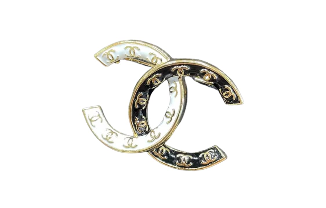 CHANEL Brooches Gold, White, Black Gold, White, Black