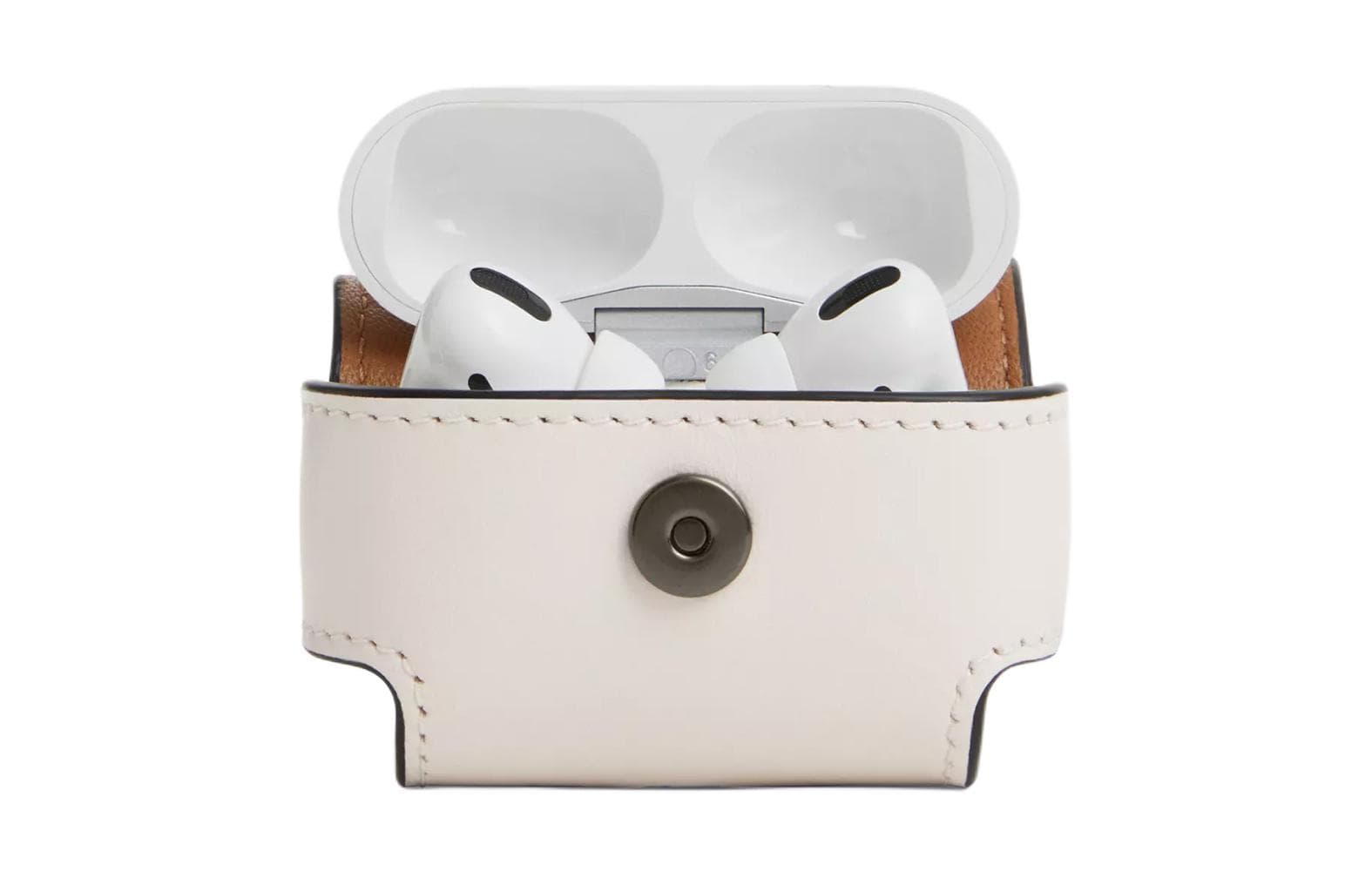 COACH Refined Calfskin Earphone Case Large Bronze & Chalk