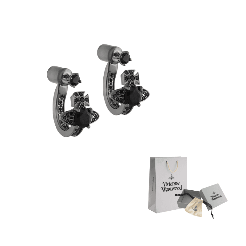 Vivienne Westwood Rhinestone Earrings Gunmetal Gray Gunmetal Gray