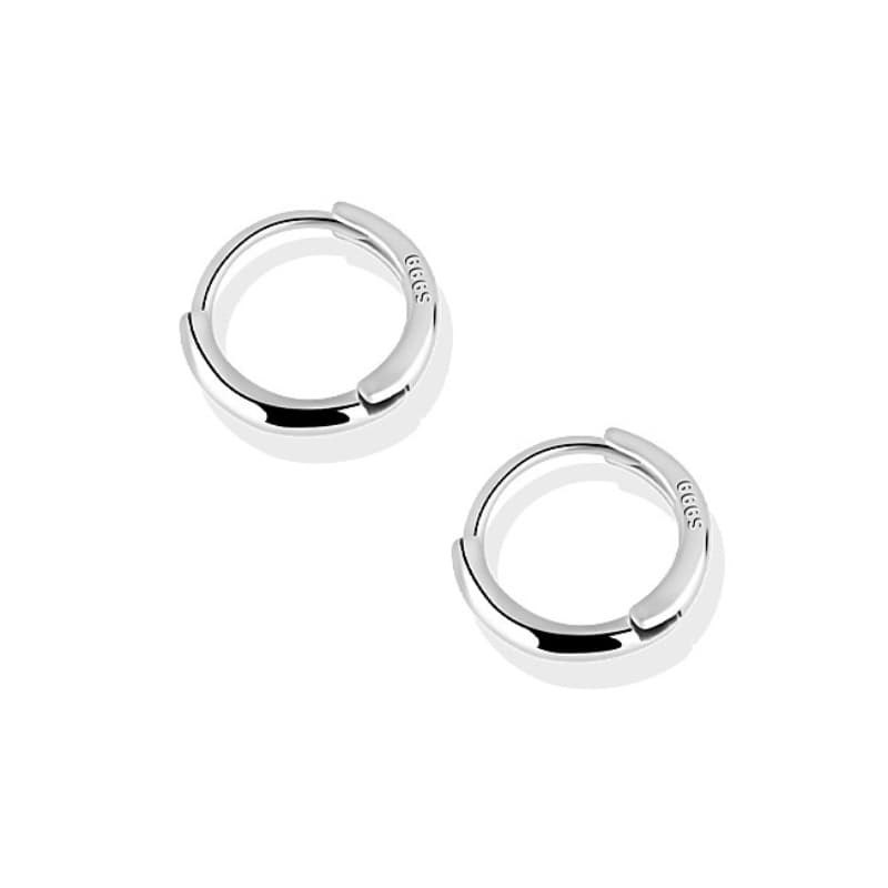 ZWU Sterling Silver Earrings S999 sterling silver plain hoop earrings