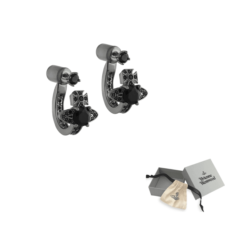 Vivienne Westwood Rhinestone Earrings Gunmetal Gray Gunmetal Gray