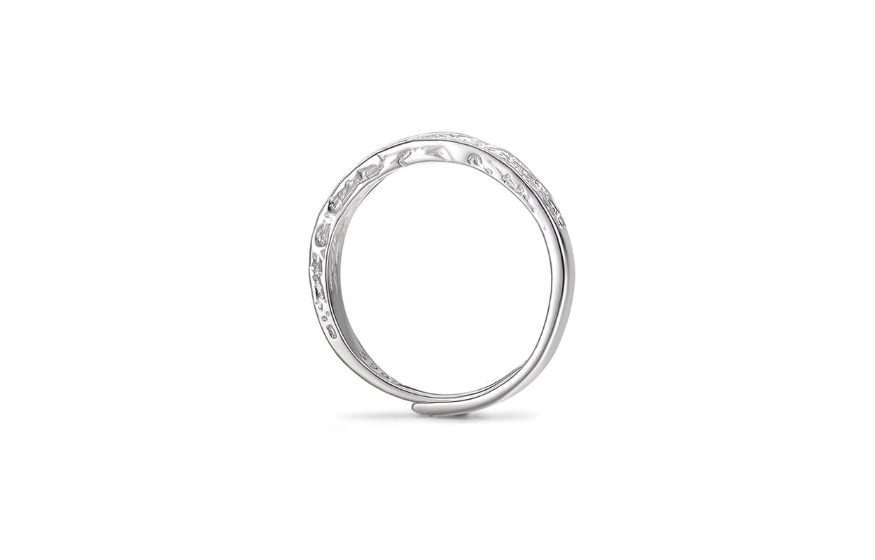 Muyan S999 Fine Silver Ripple Heartbeat Ring