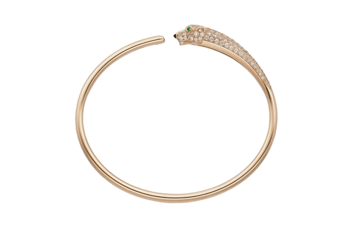 CARTIER Panthère De Cartier 18K Gold Emeralds, Onyx, Diamond Bangles Rose Gold