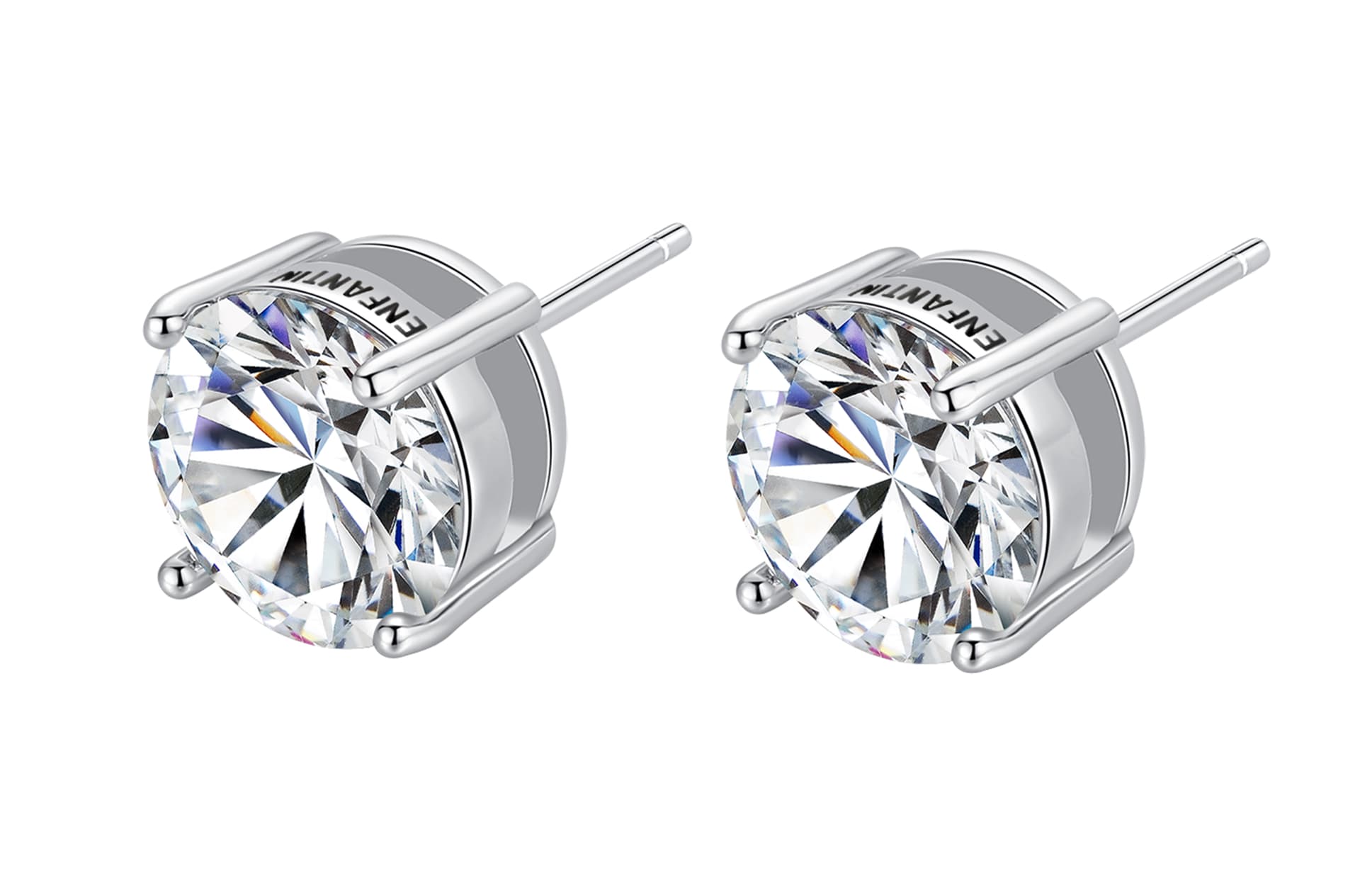ENFANTIN Zircon Stud Earrings Silver (One Pair)