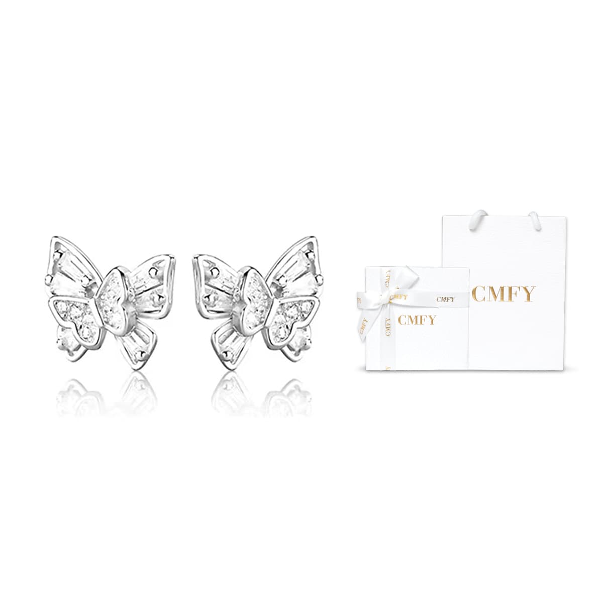 CMFY Alloy Zircon Stud Earrings Silver