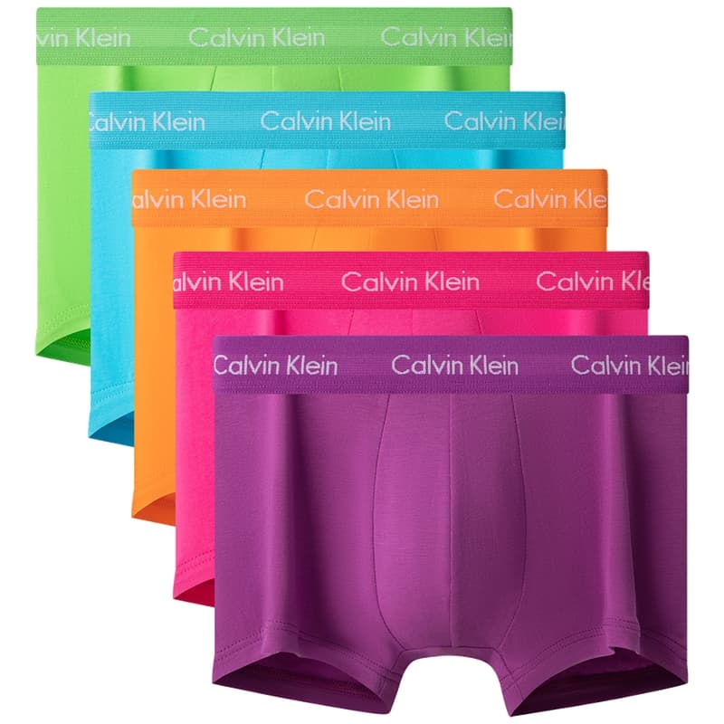 CALVIN KLEIN Underpants 5 Pack NL4Grape Purple/Rose Pink/Tropical Orange/Celestial Blue/Spring Sprout Green