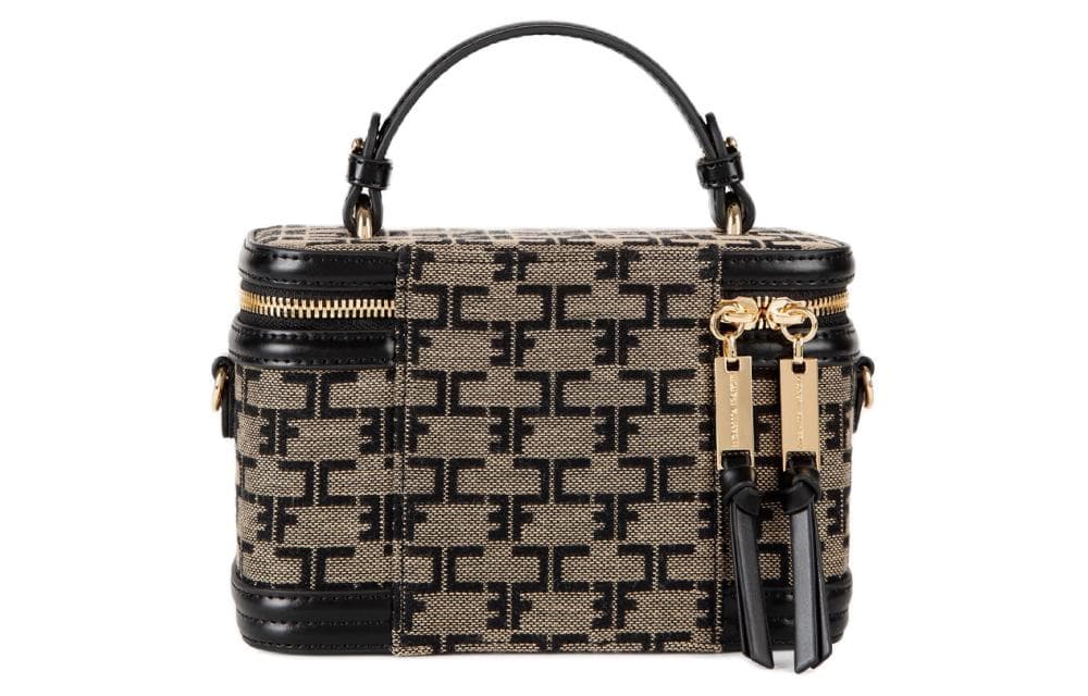 Elisabetta Franchi Cotton Travel Makeup Bag Licorice/Black