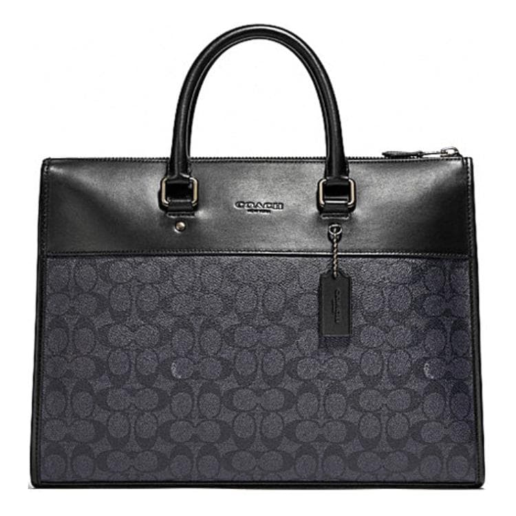 COACH Artificial With Cow Briefcase, Shoulder Bag, Crossbody Bag, Handbag Large Charcoal Black Basic Set (Bag+Dust Bag)