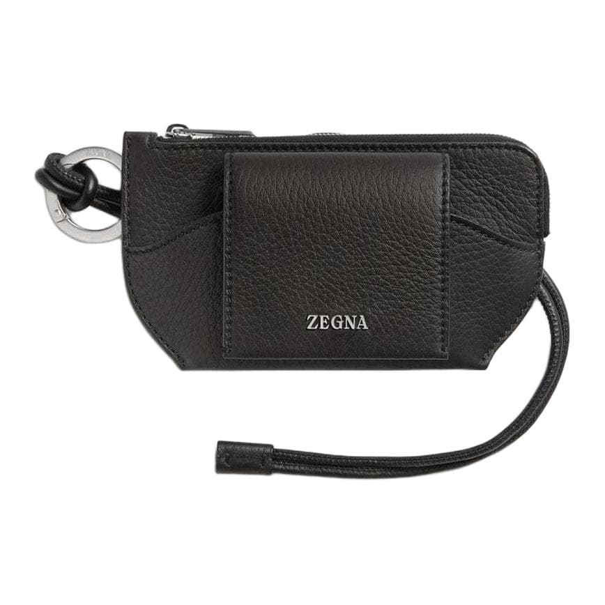 Zegna Deerskin Handheld Eyeglass Pouch Black Basic Set (Bag+Dust Bag)