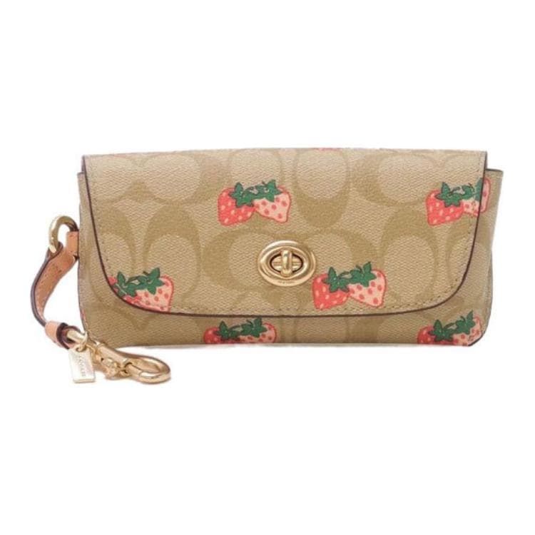 COACH Sunglass Case Canvas With Clutch Eyeglass Pouch Khaki